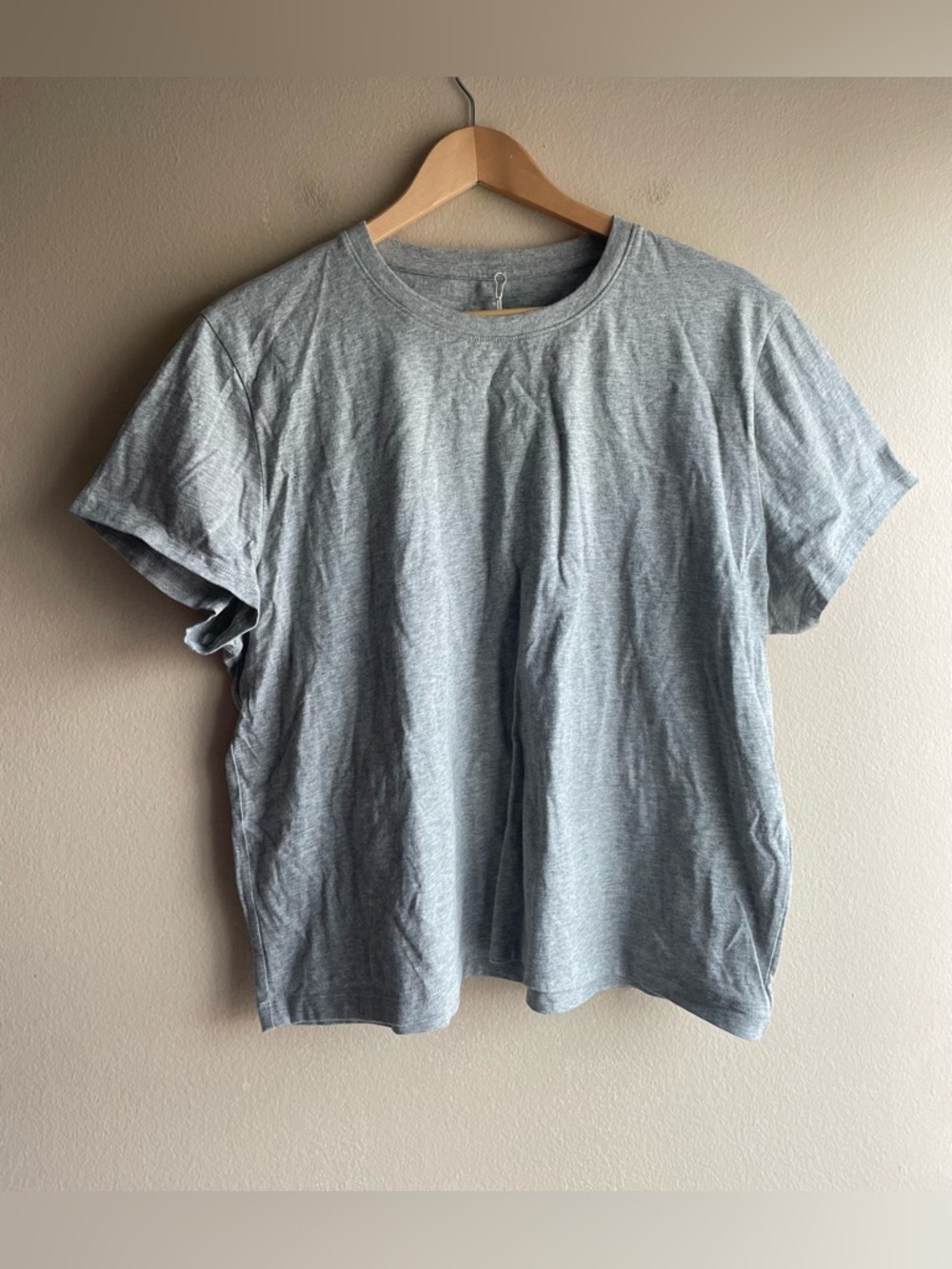 New Everlane THE BOX-CUT TEE IN ESSENTIAL COTTON Heathered Gray Top XL